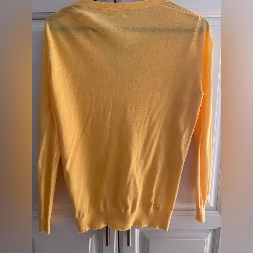 Net Yellow V-Neck Cardigan Sweater L